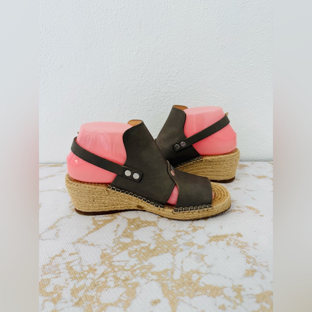 RAG & BONE Sayre II Gray Leather Espadrilles Sandal Studded Slingback - Picture 3 of 7